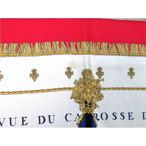 Hermes Red and Gold Carriage Scarf - Picture 10 of 12